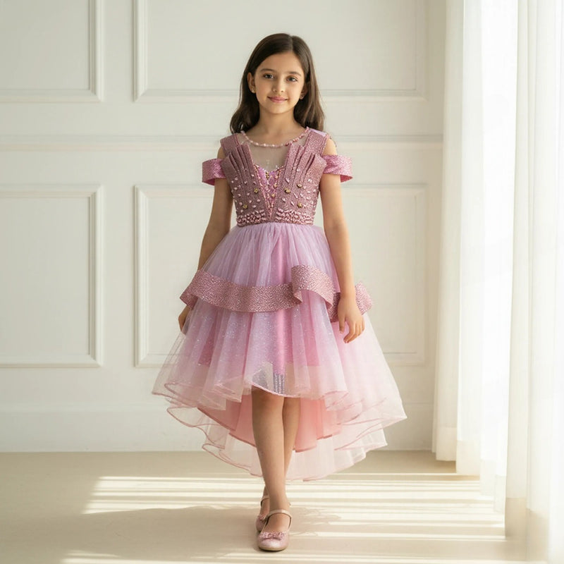 Mauve Elegant Pink Knee Length Princess Dress