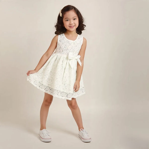 White Bow Lace Frock
