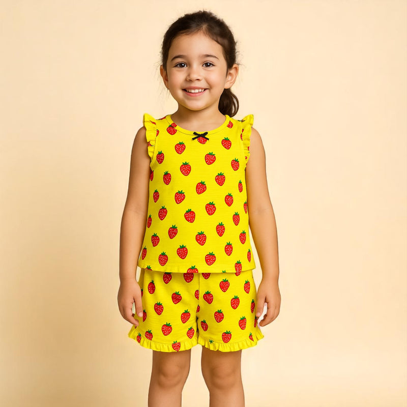 Yellow Sleeveless Top and Short Set