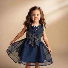 Navy Blue Knee Length Princess Dress