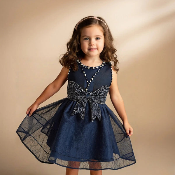 Navy Blue Knee Length Princess Dress