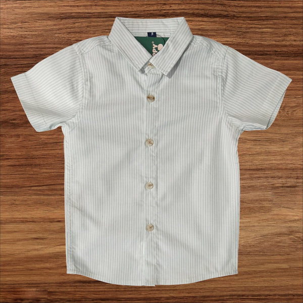 Green Casual Striped Half Sleeves Shirt