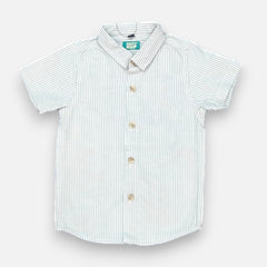 Dark Green Casual Striped Half Sleeves Shirt