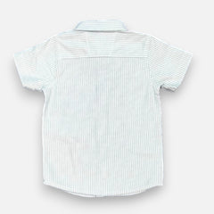 Dark Green Casual Striped Half Sleeves Shirt