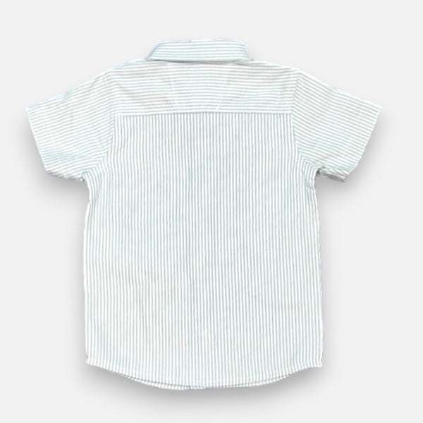Dark Green Casual Striped Half Sleeves Shirt