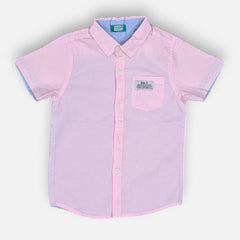 Pink Casual Thin Striped Shirt Half Sleeves