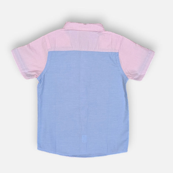 Pink Casual Thin Striped Shirt Half Sleeves