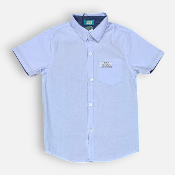 Blue Casual Thin Striped Shirt Half Sleeves