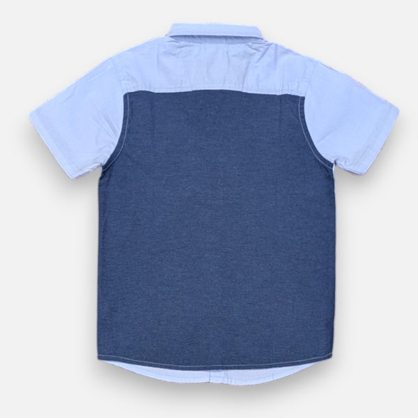 Blue Casual Thin Striped Shirt Half Sleeves