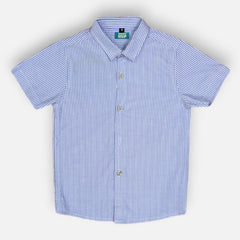 Blue Casual Striped Half Sleeves Shirt