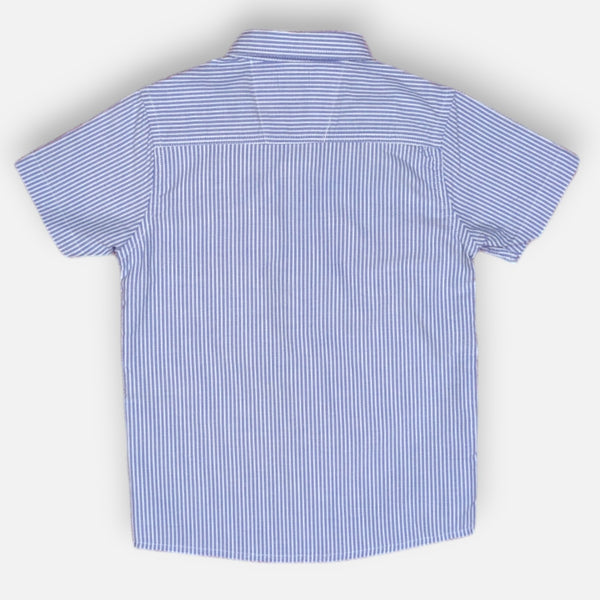 Blue Casual Striped Half Sleeves Shirt