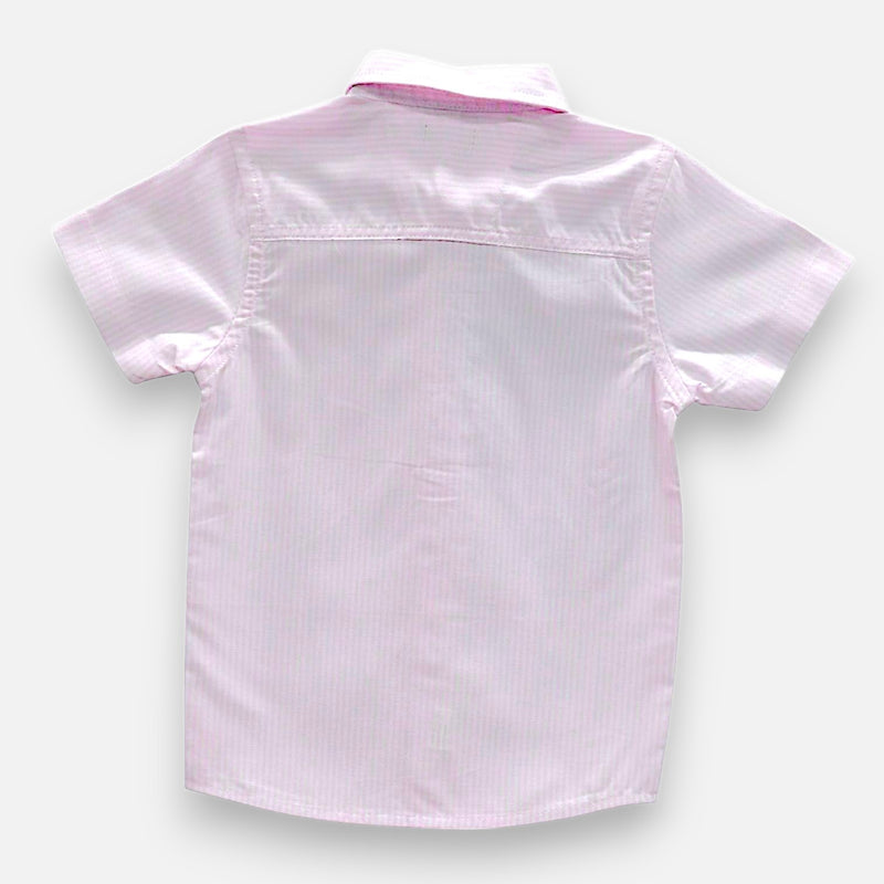 Pink Casual Striped Half Sleeves Shirt
