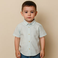 Green Casual Striped Half Sleeves Shirt
