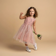 Mauve Pink Elegant Long Sleeveless Princess Dress