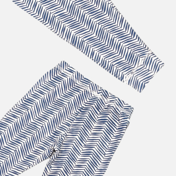 Blue Printed Stripped Leggings