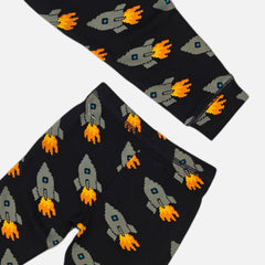 Navy Blue Printed Leggings