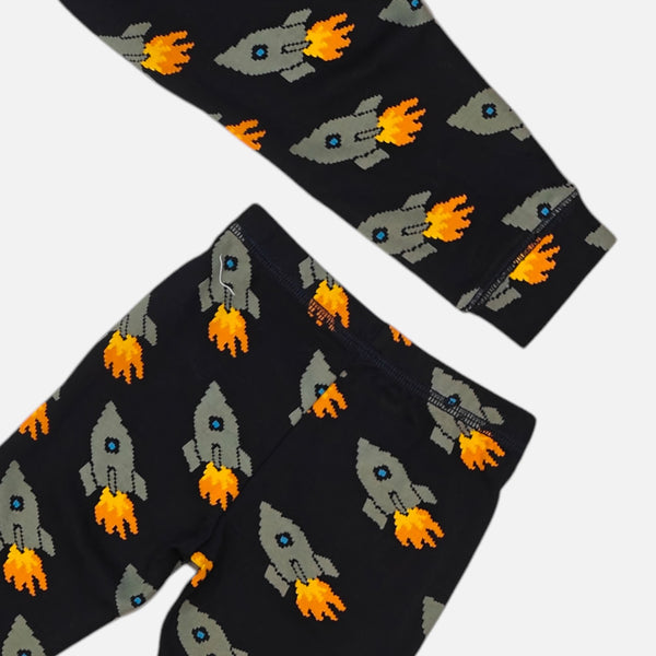 Navy Blue Printed Leggings