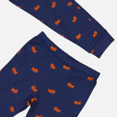 Navy Blue Printed Leggings