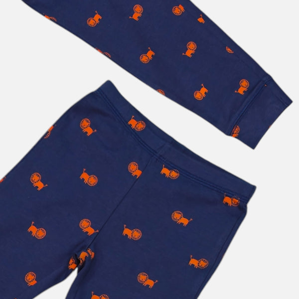 Navy Blue Printed Leggings