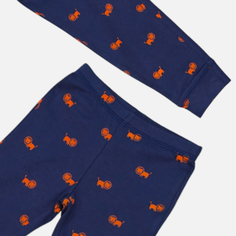 Navy Blue Printed Leggings