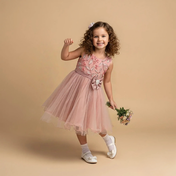 Mauve Pink Bow Sleeveless Princess Dress