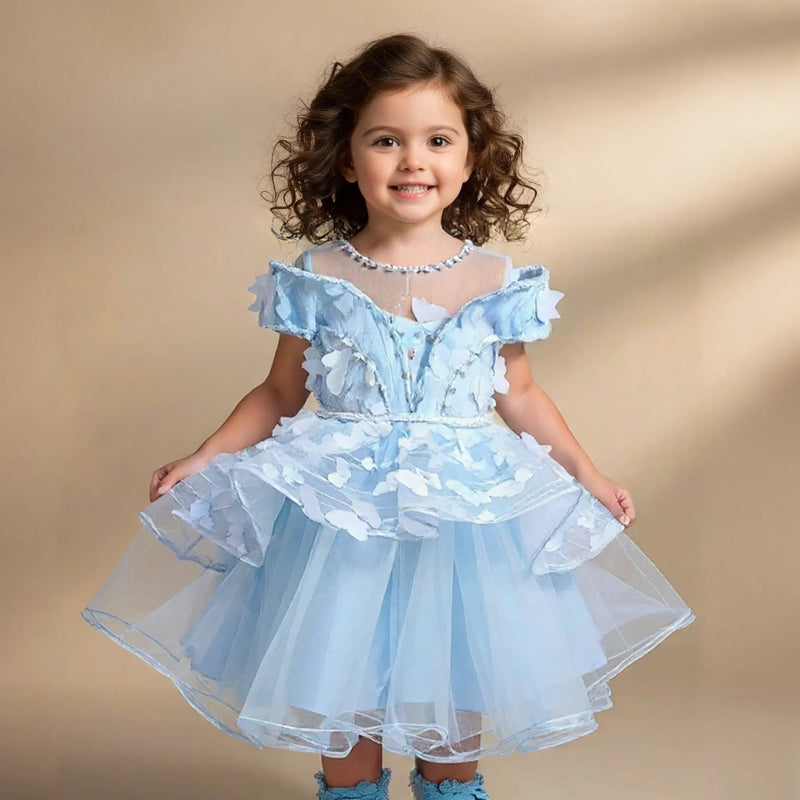 Light Blue Knee Length Princess Dress