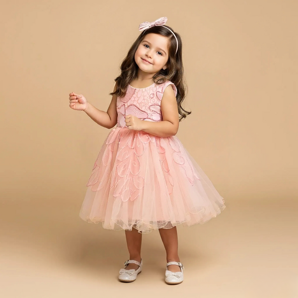 Peach Sleeveless Glitter Princess Dress