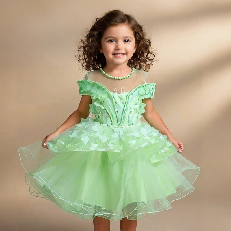 Pista Green Knee Length Princess Dress