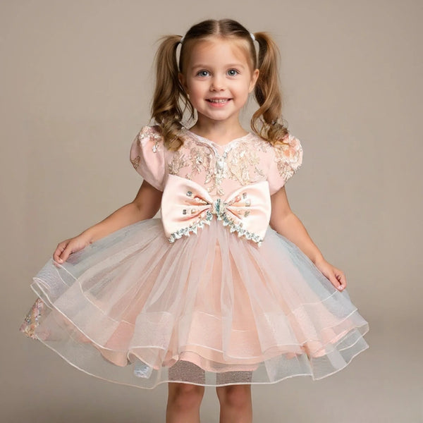 Peach Knee Length Princess Dress