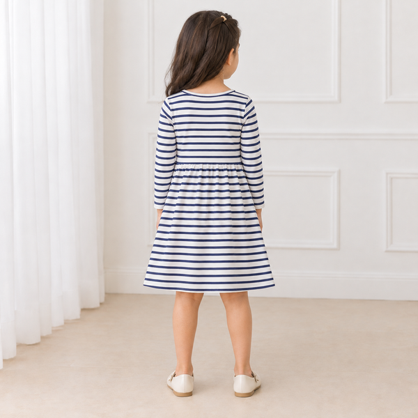 Linear Navy Blue Stripe Frock
