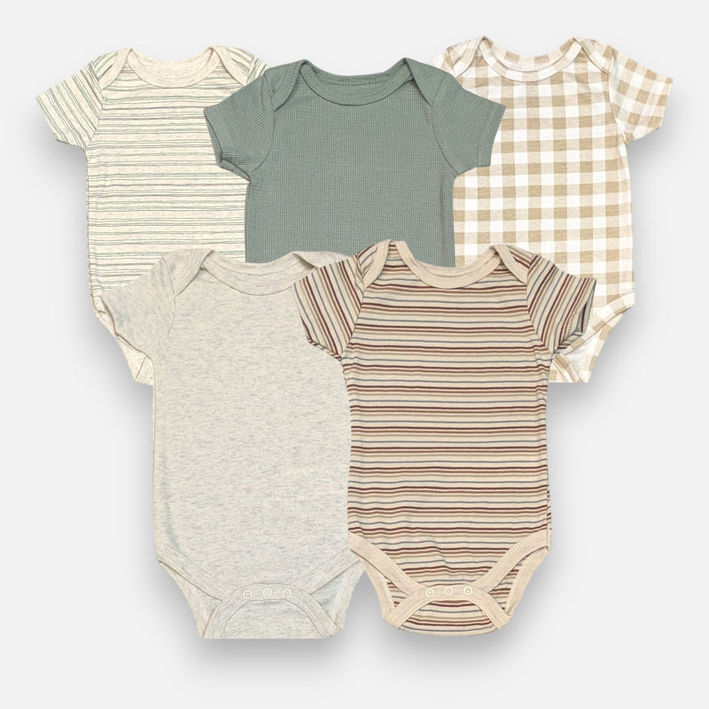 Beige Unisex Baby Onesies - Multipacks (Set of 5)