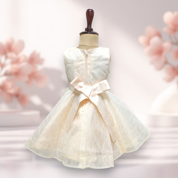 Champagne Knee Length Glitter Bow Princess Dress