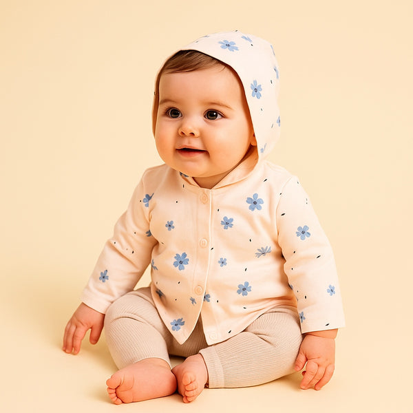 Peach Printed Hooded Jacket