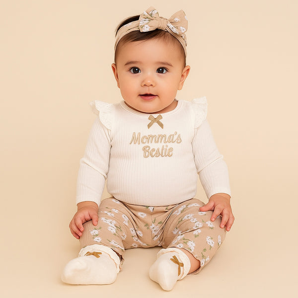 Brown Baby Romper 4 Piece set