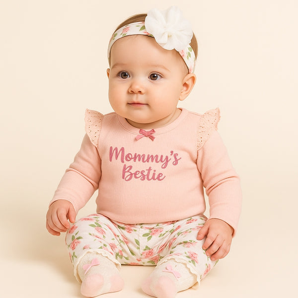 Peach Baby Romper 4 Piece set