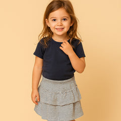 Black Striped Ruffled Skirt