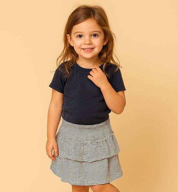 Black Striped Ruffled Skirt