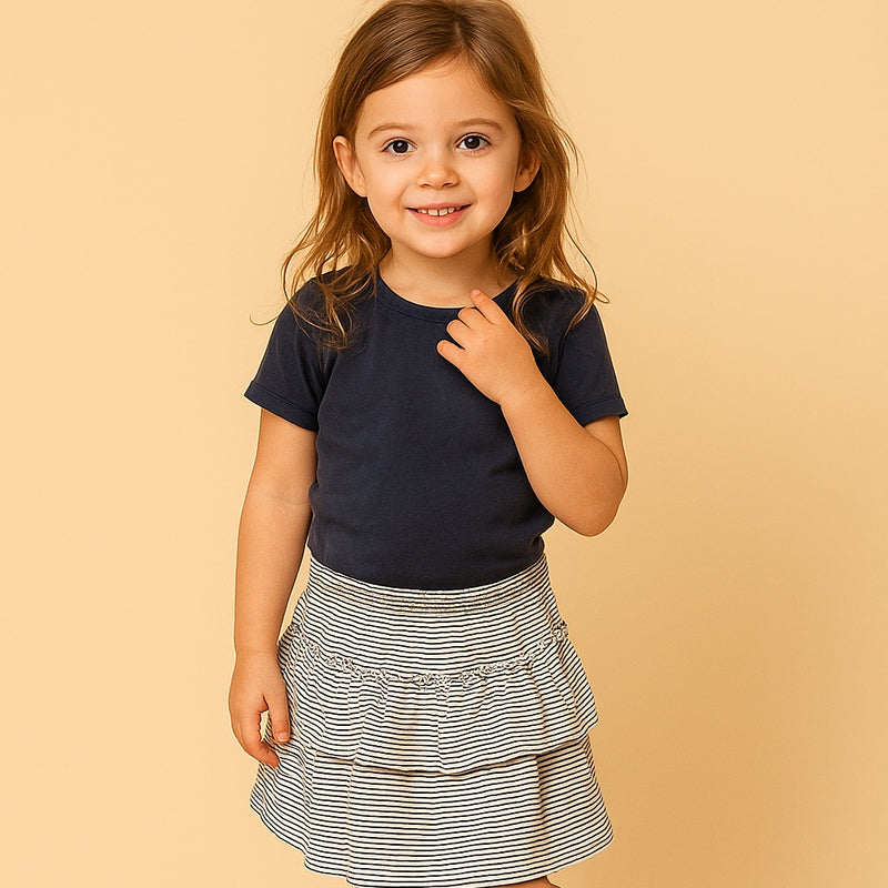 Black Striped Ruffled Skirt