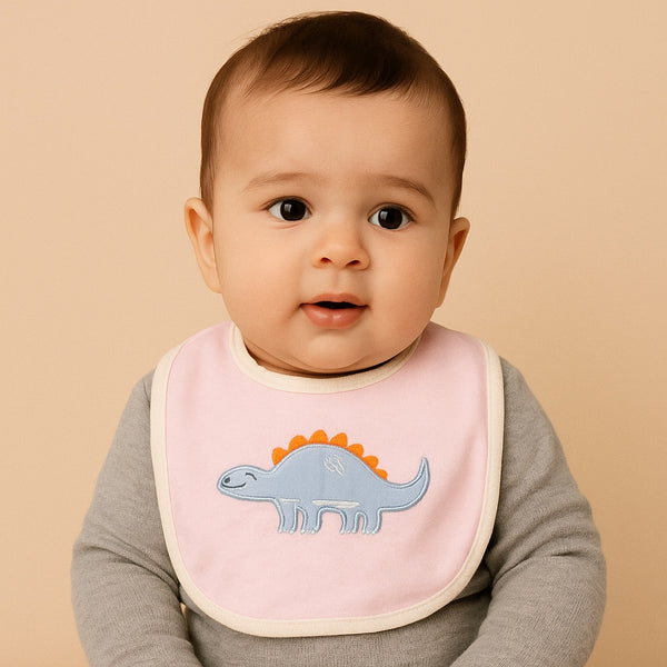 Baby Premium Bibs -  Pink Dinosaur