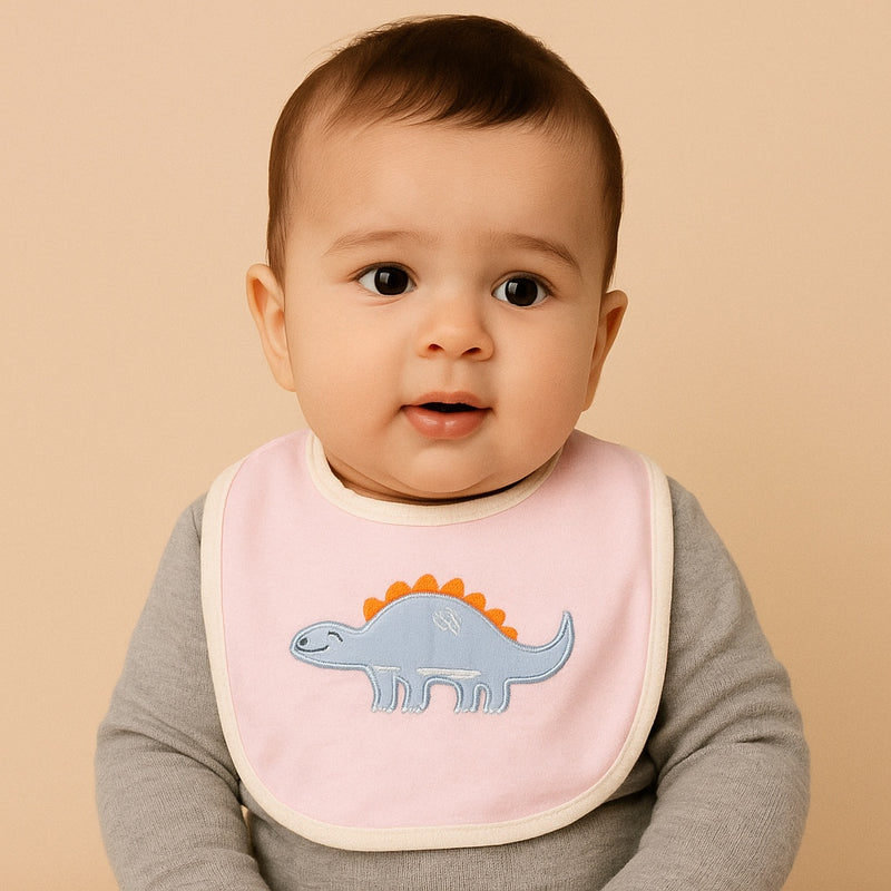 Baby Premium Bibs -  Pink Dinosaur