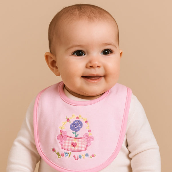 Baby Premium Bibs - Pink Basket