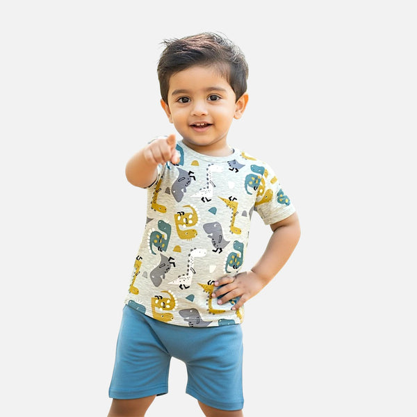 Grey Round Neck Printed T-shirt