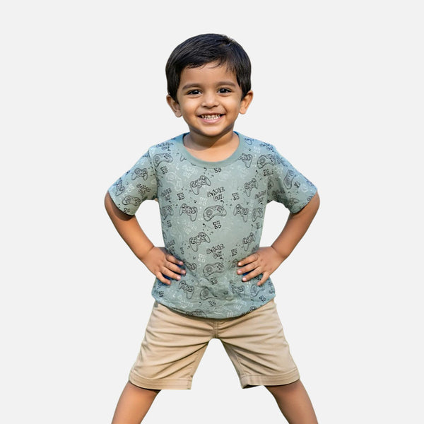 Green Round Neck Printed T-shirt