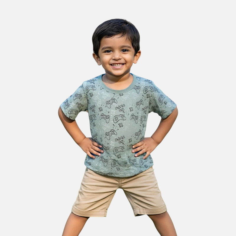 Green Round Neck Printed T-shirt