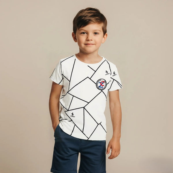 White Round Neck Printed T-shirt