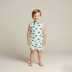 Green Dino Printed Vest and Short Set