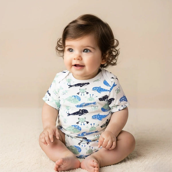 Sea Animals Half Sleeves Onesies