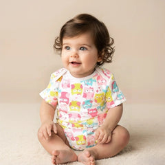 Bird Printed Half Sleeves Onesies