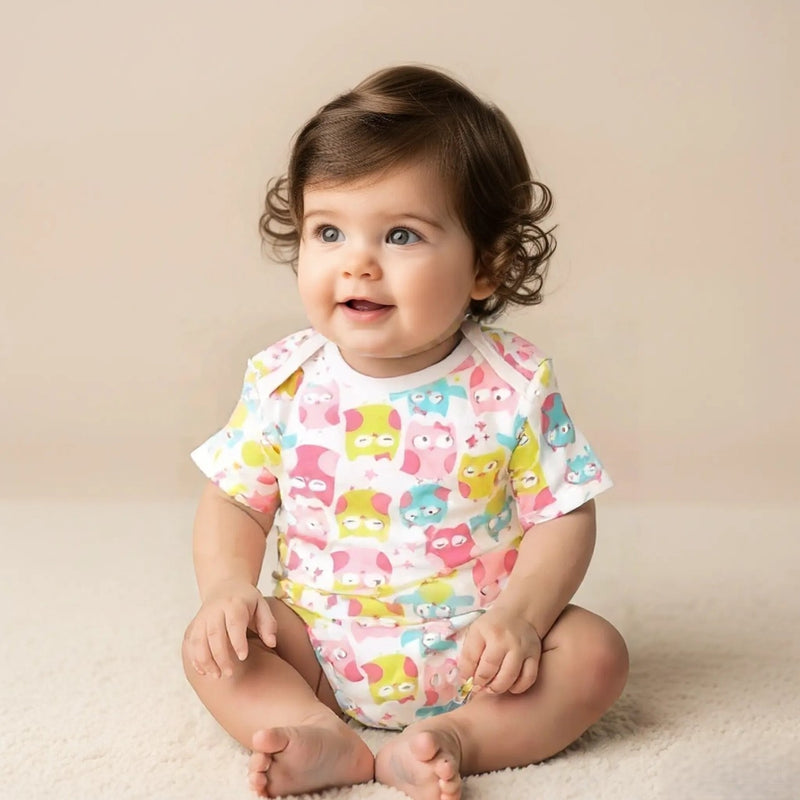 Bird Printed Half Sleeves Onesies