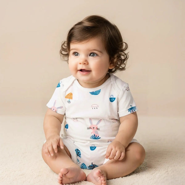 Bunny Printed Short Sleeves Onesies